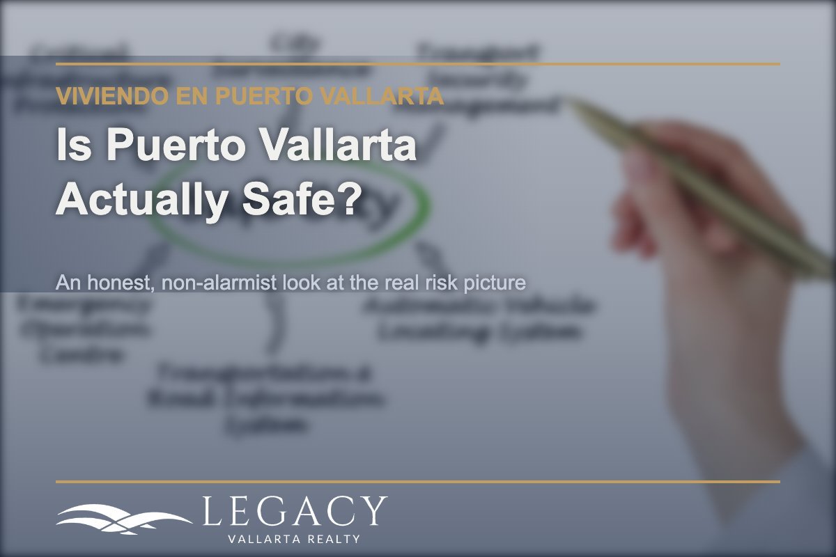 Safe city concept graphic representing Puerto Vallarta safety topic